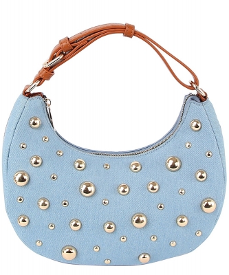 Denim LOVE Studded Shoulder Bag Hobo LY132 LIGHT DENIM